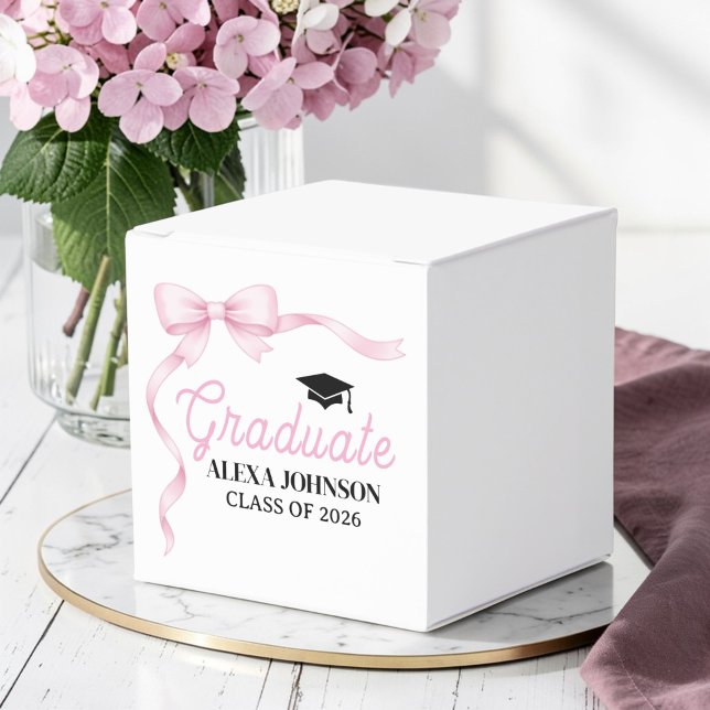Pink Bow Class Of 2026 Graduation Party Favor Box (Creator Uploaded)