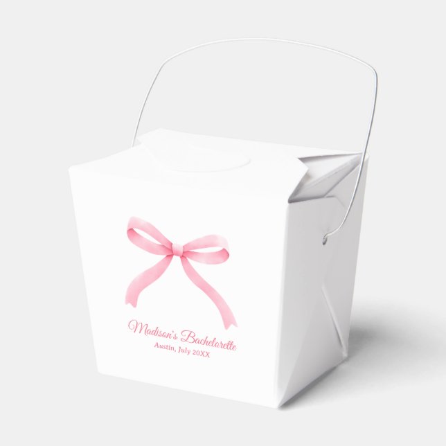 Pink Bow Classic Girly Bachelorette Party  Favor Box (Front Side)