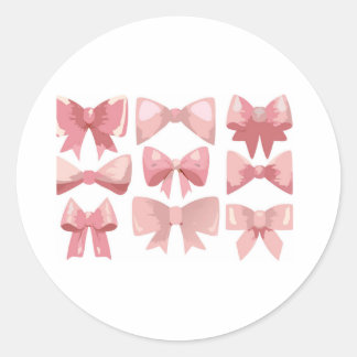 pink bow classic round sticker