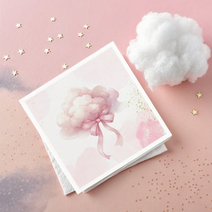 Pink Bow cloud for Baby Girl Shower Napkin