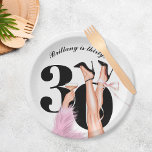 Pink Bow & Cocktails Coquette Modern 30th Birthday Paper Plate<br><div class="desc">Pink Bow & Cocktails Coquette Modern 30th Birthday Paper Plates

You can change skin colour by clicking Personalize - Edit using Design Tool and Hide/Unhide the layers
You can personalize for ANY change</div>