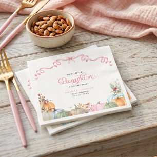 Pink Bow Coquette A Little Pumpkin Baby Shower Napkin
