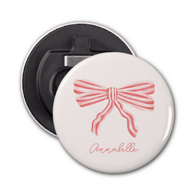 Pink bow coquette aesthetic bottle opener (Front)
