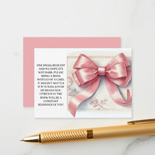 Pink Bow Coquette Baby shower Books for Baby Enclosure Card