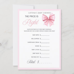 Pink Bow Coquette Baby Shower - Editable Name, 5x7 Invitation