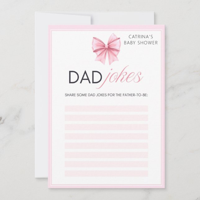 Pink Bow Coquette Baby Shower - Editable Name, 5x7 Invitation (Front)