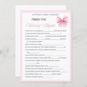 Pink Bow Coquette Baby Shower - Editable Name, 5x7 Invitation