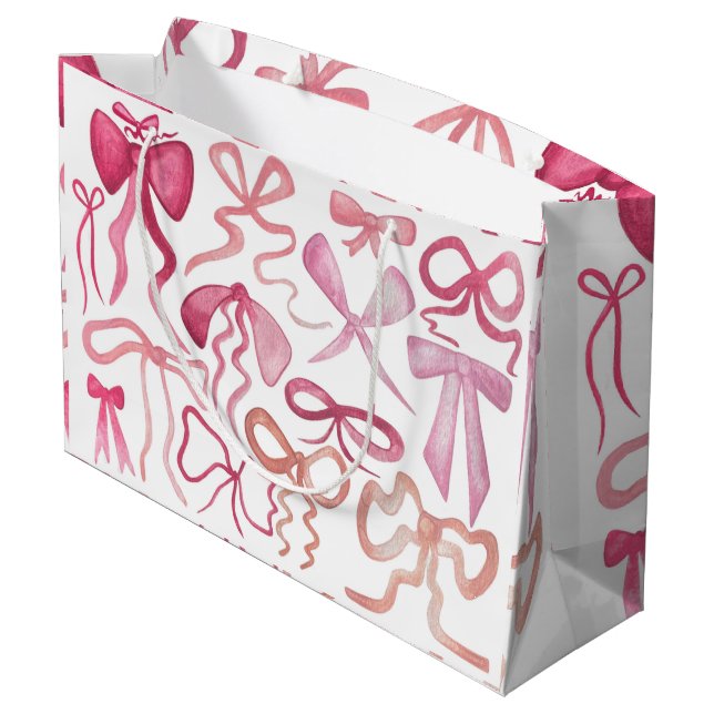 Pink Bow Coquette Baby Shower Gift Bag (Back Angled)