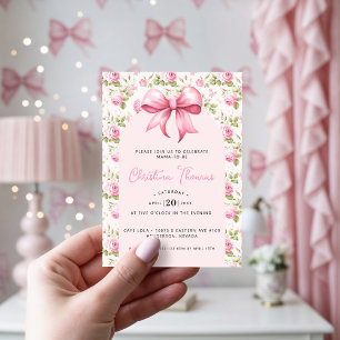 Pink Bow Coquette Baby Shower Invitation