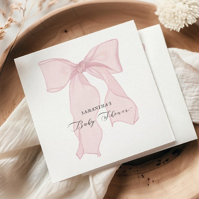 Pink Bow Coquette Baby Shower Napkin (Creator Uploaded)