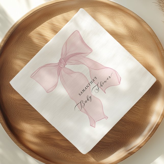 Pink Bow Coquette Baby Shower Napkin (Creator Uploaded)