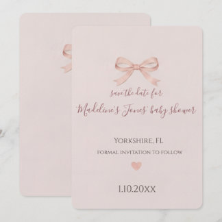 Pink Bow Coquette Baby Shower Save the Date