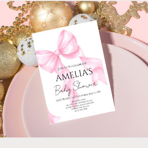 Pink Bow Coquette Baby Shower Welcome Invitation