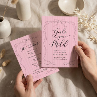 Pink Bow Coquette Bachelorette Weekend Itinerary Invitation