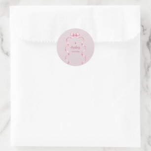 Pink Bow Coquette Birthday Classic Round Sticker