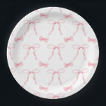 Pink Bow Coquette Birthday Paper Plate<br><div class="desc">Add a touch of elegance to your birthday celebrations with these charming Coquette Pink Bow paper plates! Perfect for serving up cake and treats in style. Elevate your party decor with these lovely plates!</div>