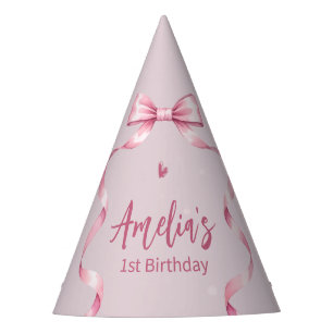 Pink Bow Coquette Birthday Party Hat