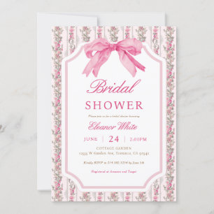 Pink Bow Coquette Bridal Shower Invitation