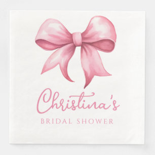 Pink Bow Coquette Bridal Shower Napkin