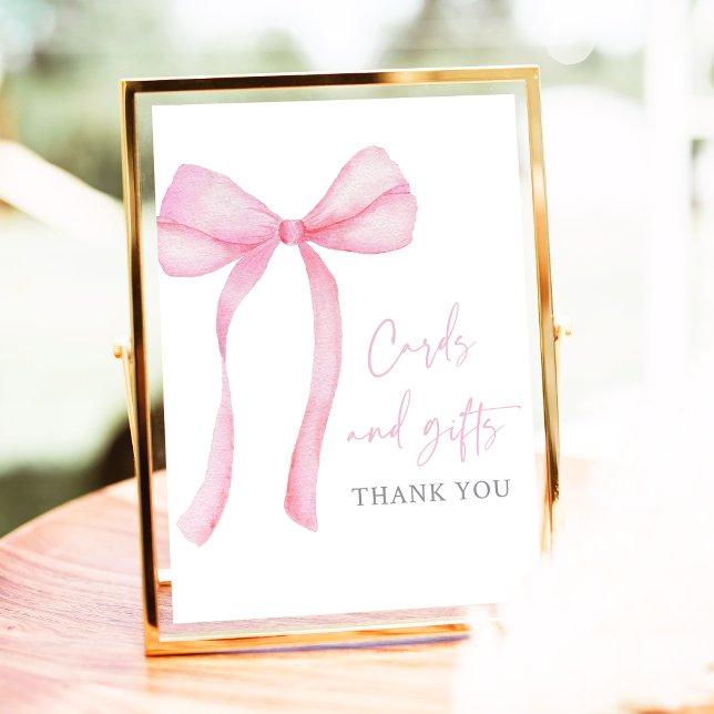 Pink Bow Coquette Cards and Gifts Birthday Sign (Creator Uploaded)