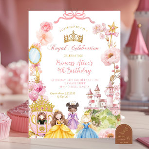 Pink Bow Coquette Dress up Princess Kingdom First  Invitation