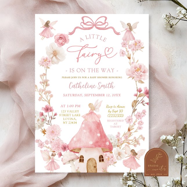 Pink Bow Coquette Fairy Baby Shower Invitation (Creator Uploaded)