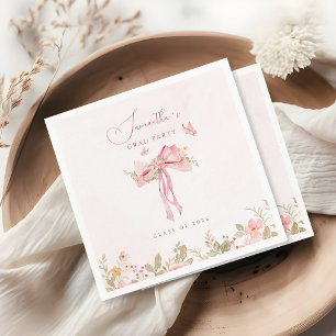  Pink bow coquette FLORAL graduation  Napkin