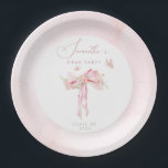 Pink bow coquette FLORAL graduation  Paper Plate<br><div class="desc">Celebrate your special milestone with this elegant and feminine graduation party invitation. Designed with delicate blush pink florals, soft greenery, and romantic ribbon bows, this invitation brings a timeless and graceful touch to your event. The front features a refined layout with modern calligraphy and clean typography, beautifully highlighting your event...</div>