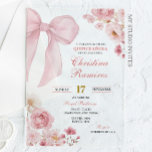 Pink Bow coquette floral Quinceanera<br><div class="desc">Blush Pink Bow Coquette Quinceanera Invitation,  Pink Floral Blossom Mis Quince Años XV Invitation,  Editable Roses Sweet 16 Invite</div>