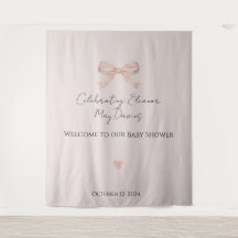 Pink Bow Coquette Girl Baby Shower Backdrop