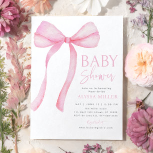 Pink Bow Coquette Girl Baby Shower Invitation