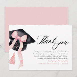 Pink Bow Coquette Graduation Cap Merci Cartes