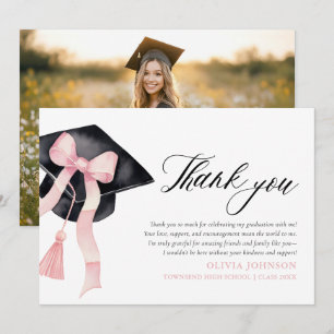 Pink Bow Coquette Graduation Cap Merci Cartes