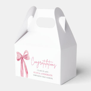 Pink Bow Coquette Graduation Congratulation Favor Box
