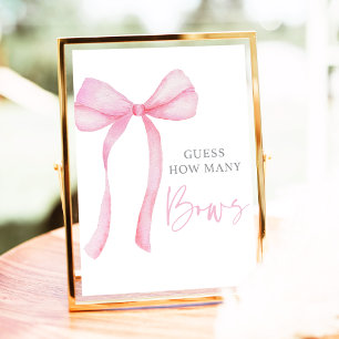 Pink Bow Coquette Guess How Many Birthday Game Poster