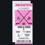 Pink Bow Coquette Ice Hockey  Ticket Birthday  Invitation<br><div class="desc">Pink Bow Coquette Ice Hockey Ticket Birthday Invitation, is perfect for any hockey or ice skating birthday party. Get ready for an amazing Pink Ice Hockey Girls Ticket Birthday Invitation! This versatile invitation is perfect for any hockey or ice skating birthday party. you can Customize the wording change the fonts...</div>