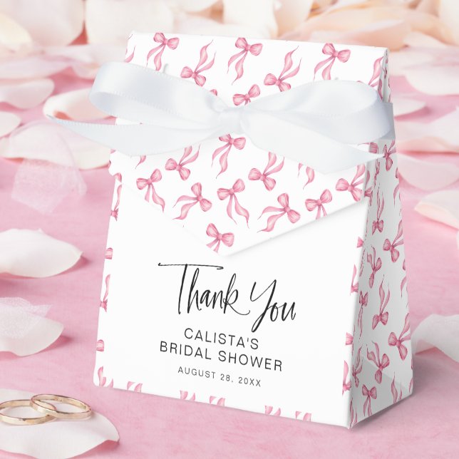 Pink Bow Coquette Personalized Bridal Shower Favor Box (Wedding)