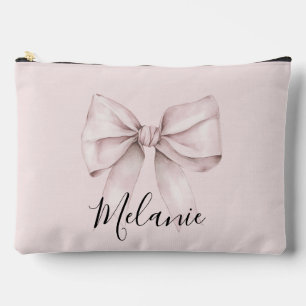 Pink bow coquette Personalized Name bridesmaid Accessory Pouch