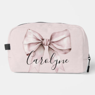 Pink bow coquette Personalized Name bridesmaid Dopp Kit