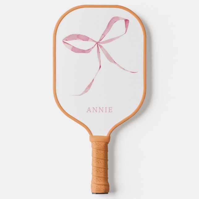 Pink Bow Coquette Personalized Pickleball Paddle (Front)