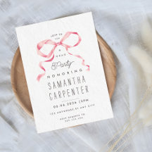 Pink Bow Coquette Photo Graduation Party  Invitati