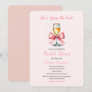 Pink Bow Coquette Prosecco Bridal shower Invitation
