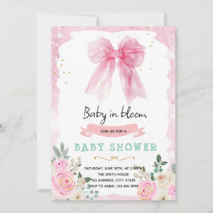 Pink Bow Coquette Quinceanera Invitation