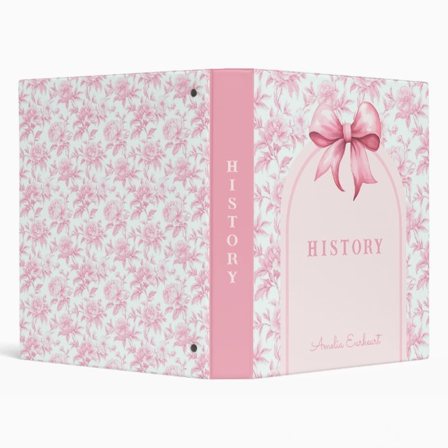 Pink Bow Coquette Roses | School Subject Binder (Background)