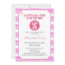 Pink Bow Coquette Stripes Basketball Baby Shower