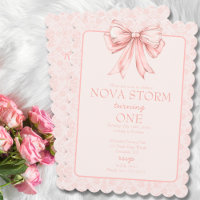 Pink Bow Coquette Toile Demask Milestone Birthday