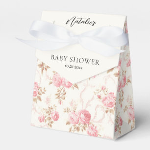 Pink Bow Cottage Floral Baby Shower Guest Favor Box