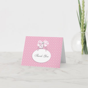 Pink Bow Cross Thank You Card