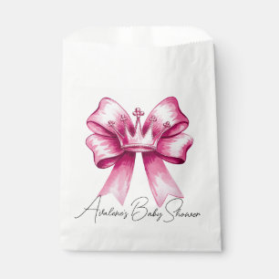 Pink Bow & Crown Baby Shower Celebration Favour Bag