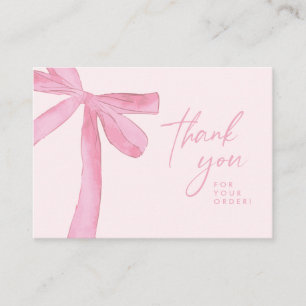 Pink bow Custom business Handlettering Card